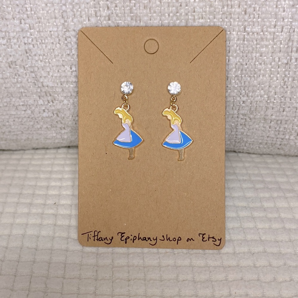 Disney Inspired Alice In Wonderland Earrings NWT Not Hypoallergenic